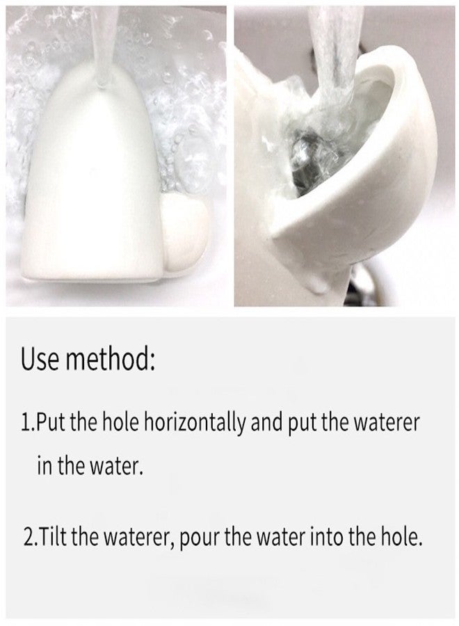 داهي موزع مياه الشرب الأوتوماتيكي من داهي، مصنوع من السيراميك، هادئ، مناسب للحيوانات الأليفة الصغيرة مثل الهامستر والقنفذ والشنشيلة والنموس وخنزير غينيا الصغير، أبيض، 8 أونصة - Image 5